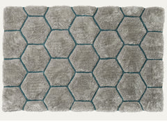 Think Rugs Hand Tufted Shaggy Collection - Noble House NH 30782 Grey/Blue