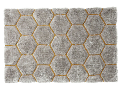 Think Rugs Hand Tufted Shaggy Collection - Noble House NH 30782 Grey/Yellow