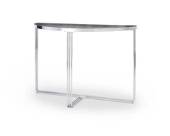 Gillmore Space Finn Collection Demi Lune Console Table with Polished Chrome Frame