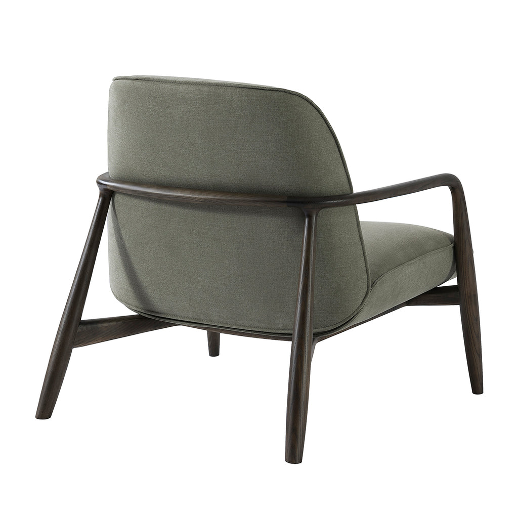 Egerton Occasional Chair With Wooden Arms and Green Fabric