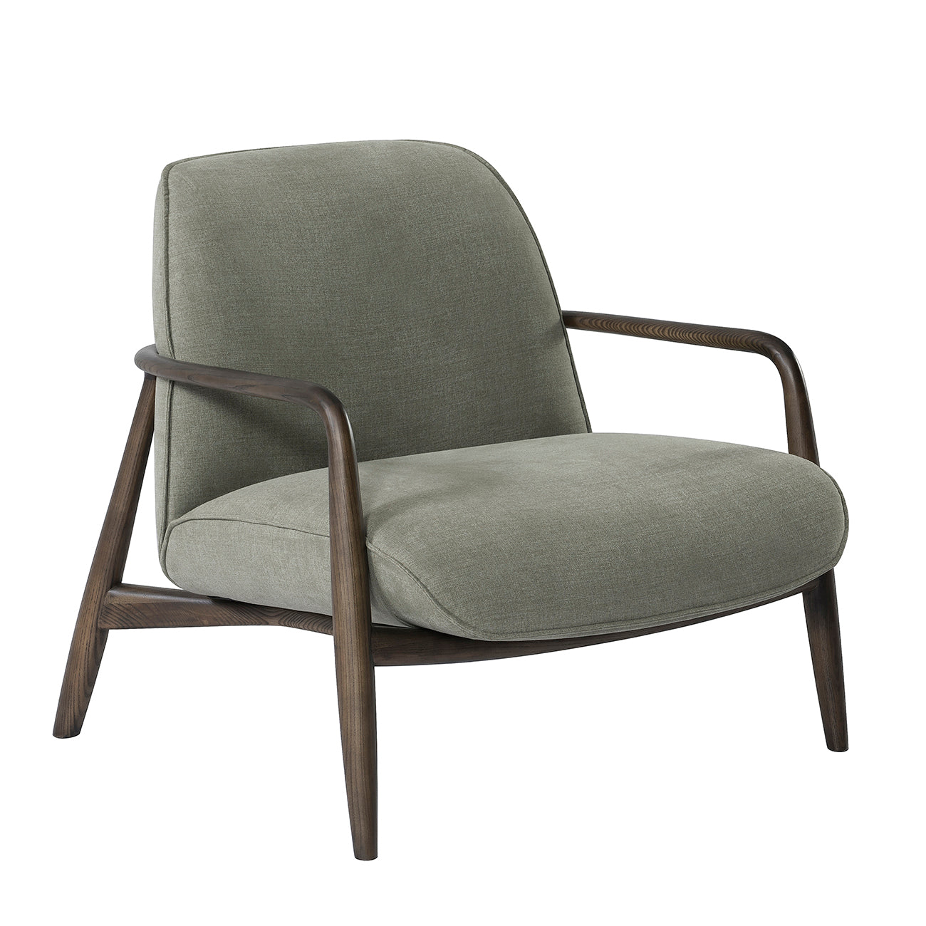 Egerton Occasional Chair With Wooden Arms and Green Fabric