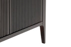 Close-up of black oak Abberley sideboard with fluted doors