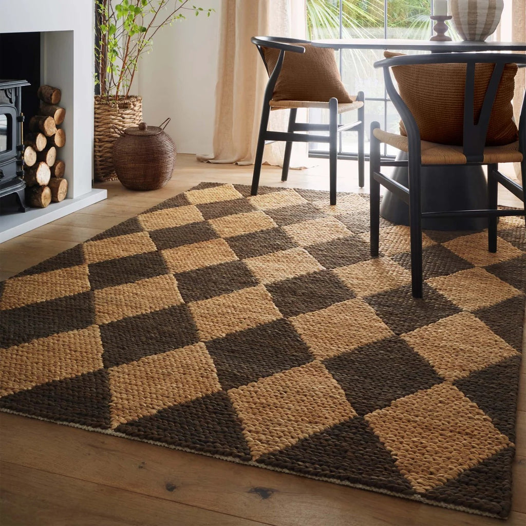 Origin Diamond Jute Rug | Natural Brown