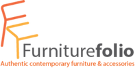 Logo of Furniturefolio with stylized chair and text on a white background