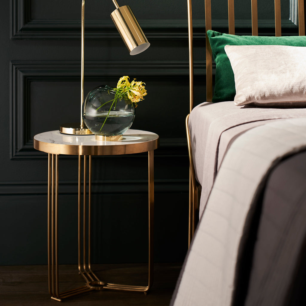 Gillmore Space Finn Collection Circular Side Table with Brushed Brass Frame