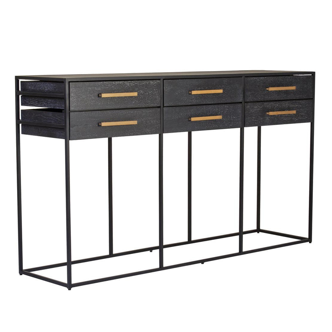 Judd Black Finish 6 Drawer Console Table