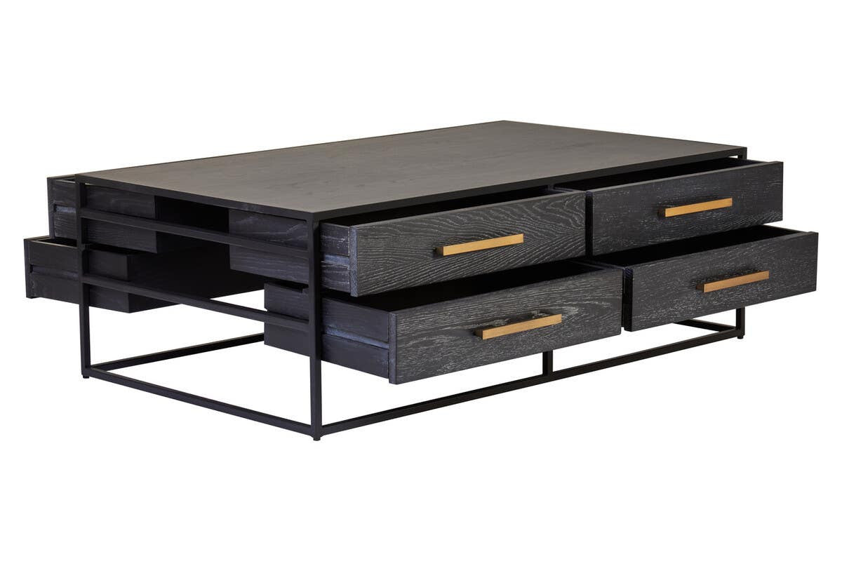 Judd Black Finish 8 Drawer Coffee Table