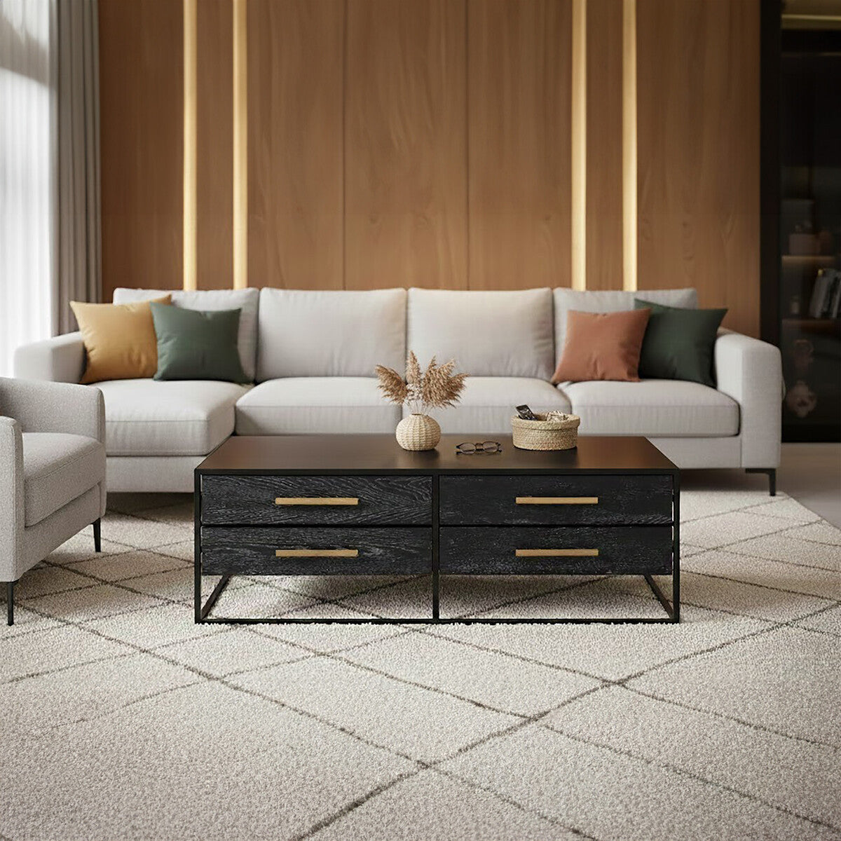 Judd Black Finish 8 Drawer Coffee Table