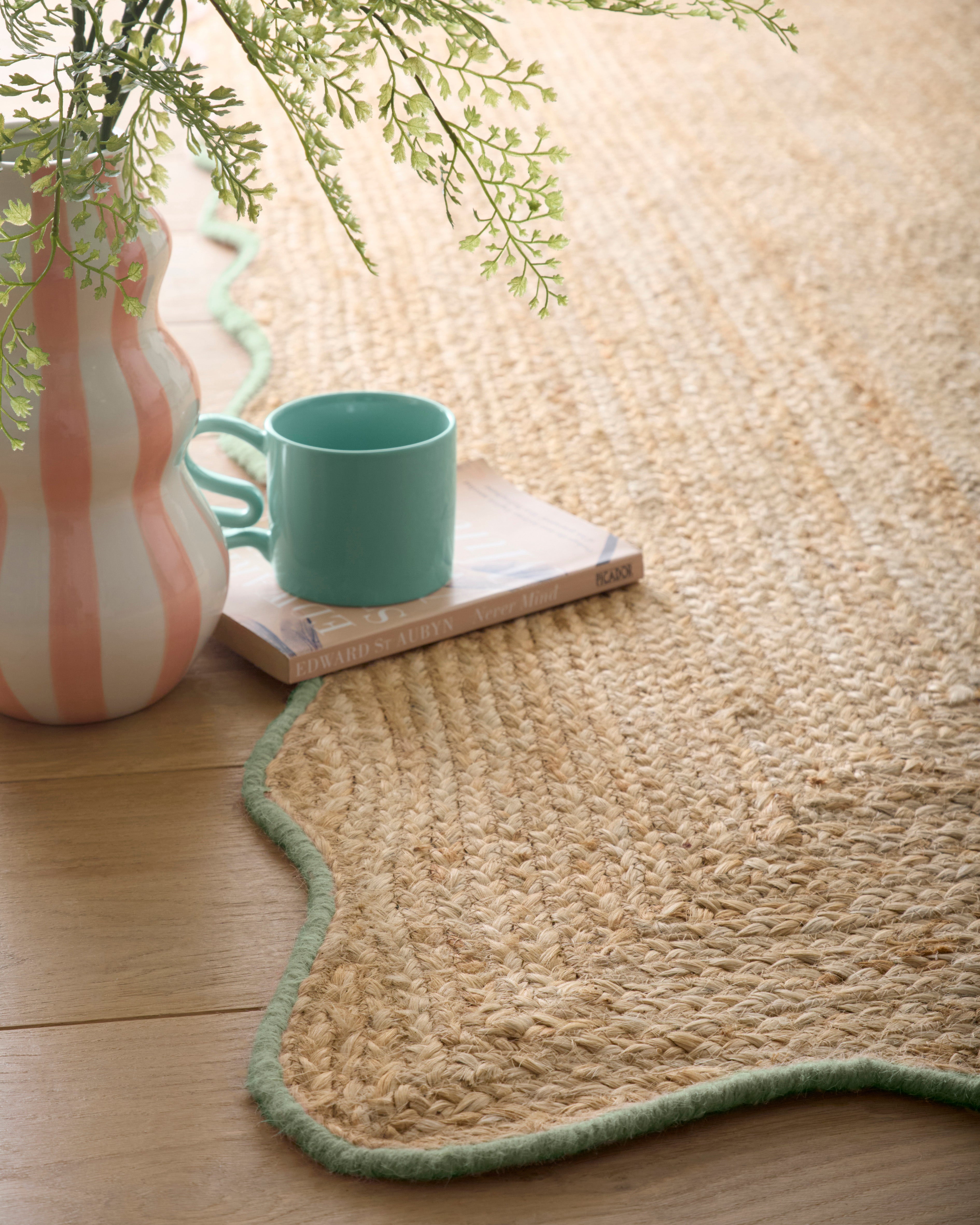 Living Room Rug Jute Edge Green by Origins | Furniture Folio