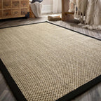 Origins Sisal Rug - Light Beige with Black Border