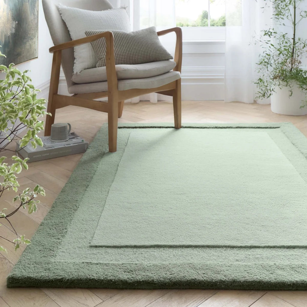Origins Stacked Border Soft Green Rug