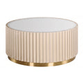 Dusino Champagne Gold Finish | Flute Detail | Coffee Table with Mirror Top