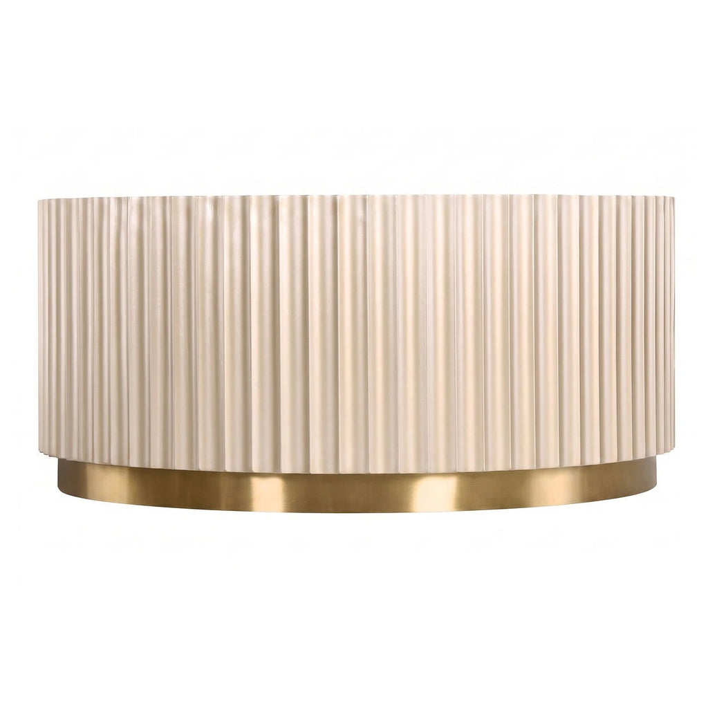 Dusino Champagne Gold Finish | Flute Detail | Coffee Table with Mirror Top