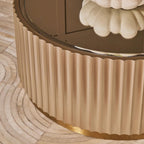 Dusino Champagne Gold Finish | Flute Detail | Coffee Table with Mirror Top