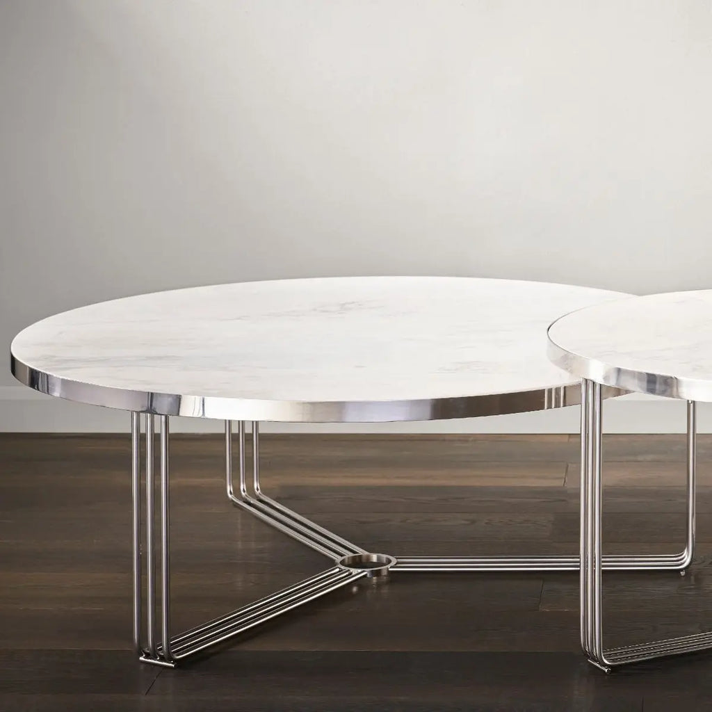Gillmore Space Finn Collection Large Circular Coffee Table with Chrome Frame