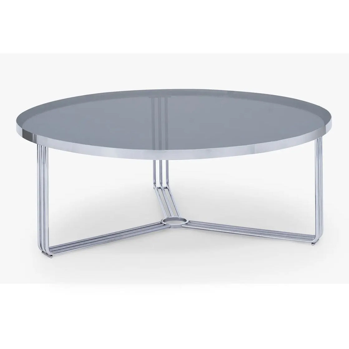 Gillmore Space Finn Collection Large Circular Coffee Table with Chrome Frame