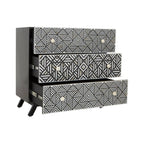 Fusion Black and Mother of Pearl Chest of 3 Drawers open