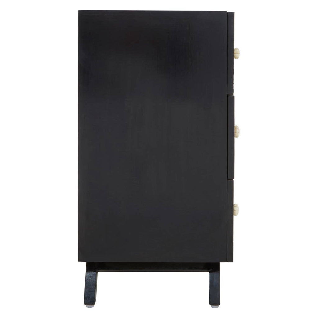 Fusion Black and Mother of Pearl Chest of 3 Drawers side view