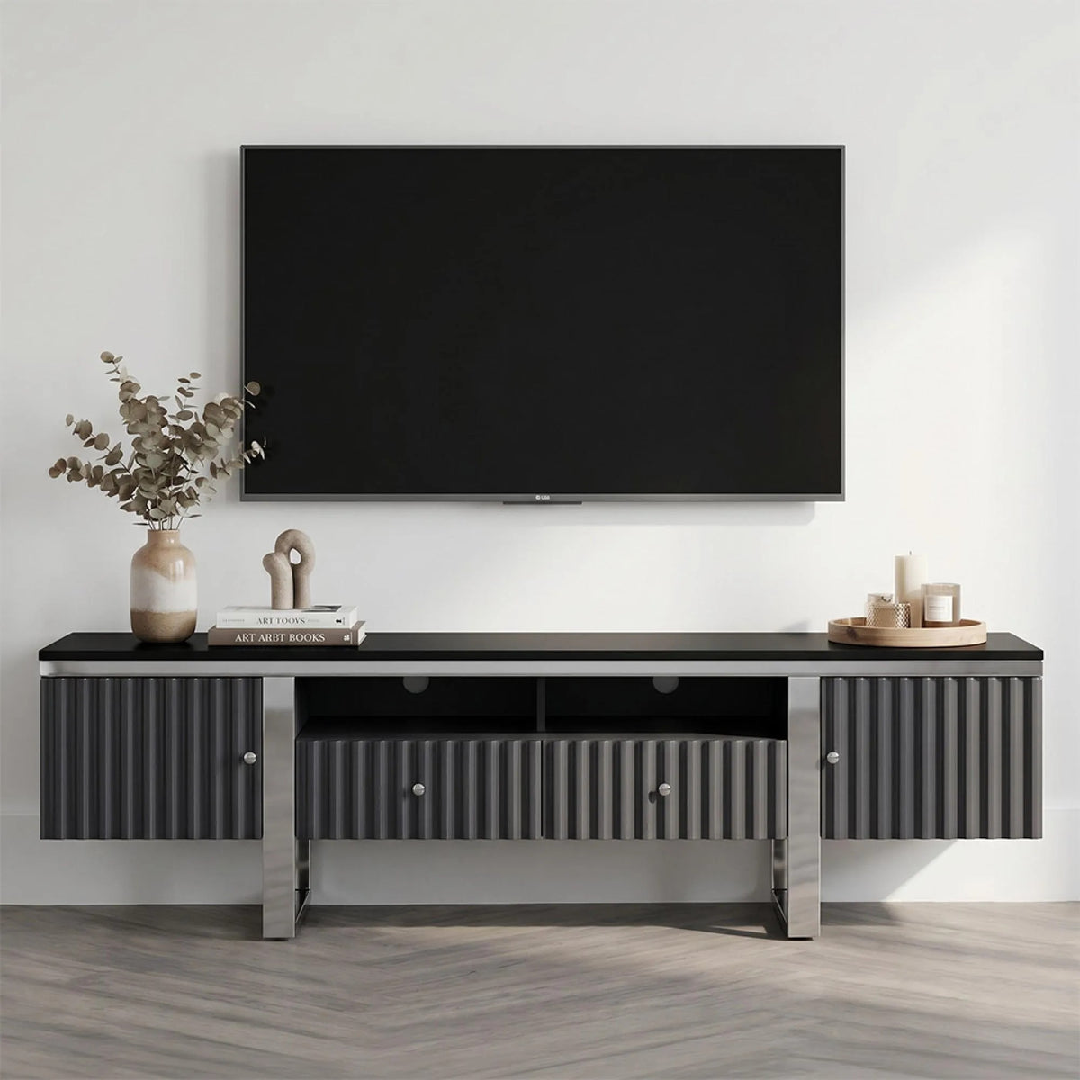 Genoa Grey Gloss Finish TV Unit