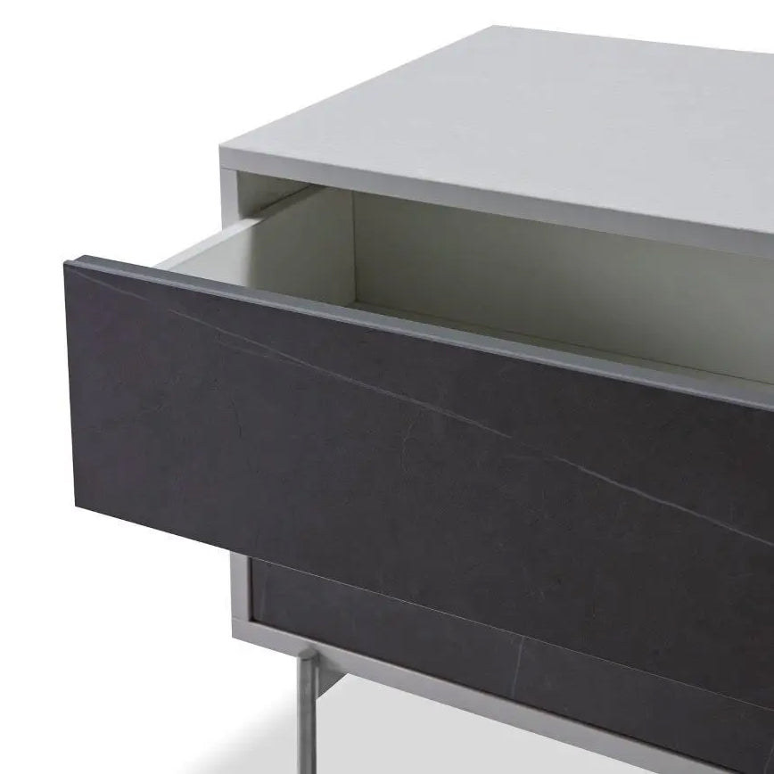 Gillmore White and Grey Marble Adriana Bedside Chest