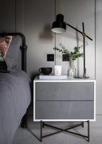 Gillmore White and Grey Marble Adriana Bedside Chest