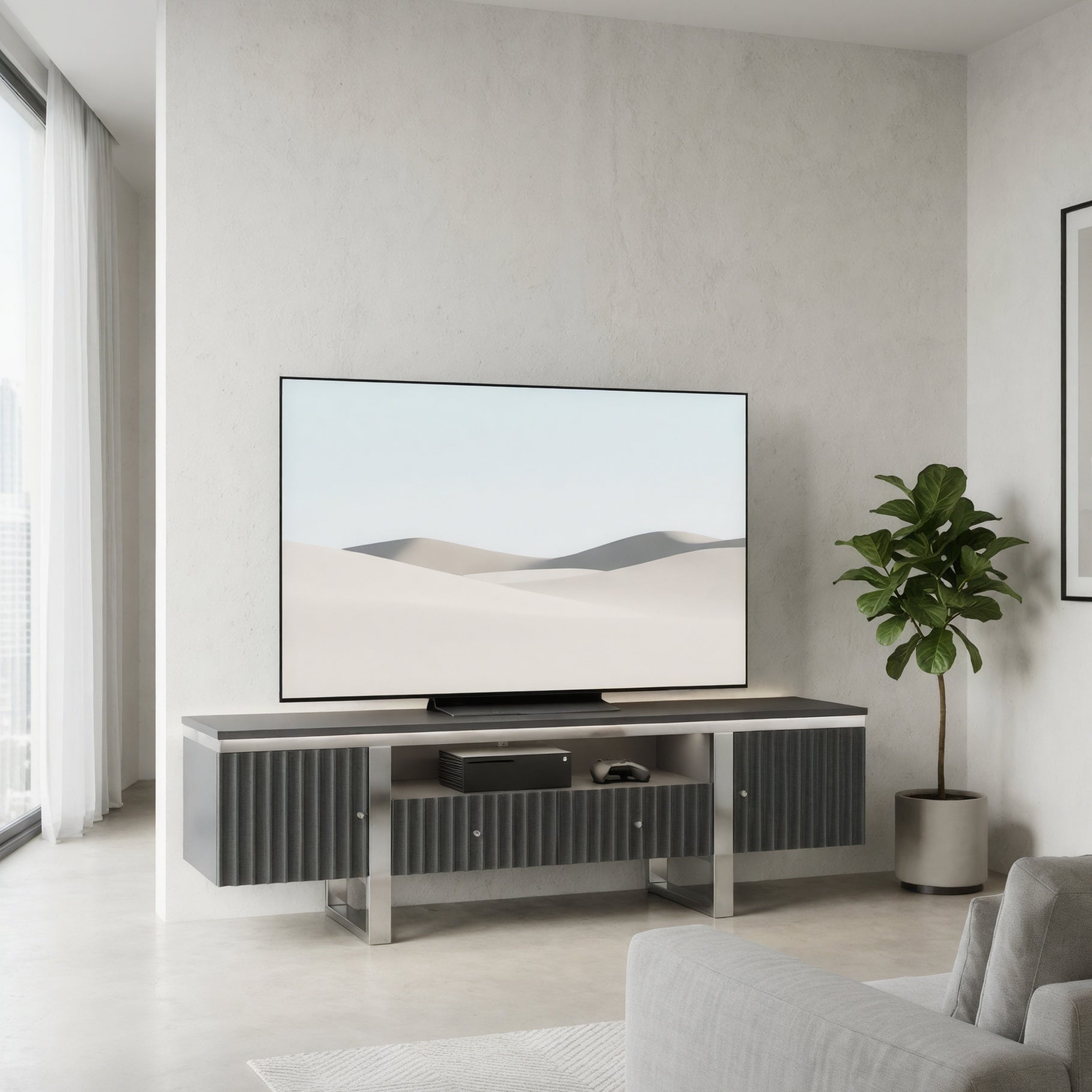 Genoa Grey Gloss Finish TV Unit