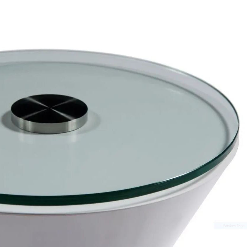 Gillmore Space Iona Collection Hourglass Side Table with White Gloss Powder Base