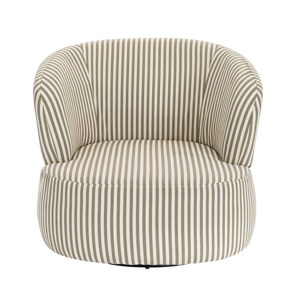 Parsac Olive Green and White Stripe Swivel Lounge Chair