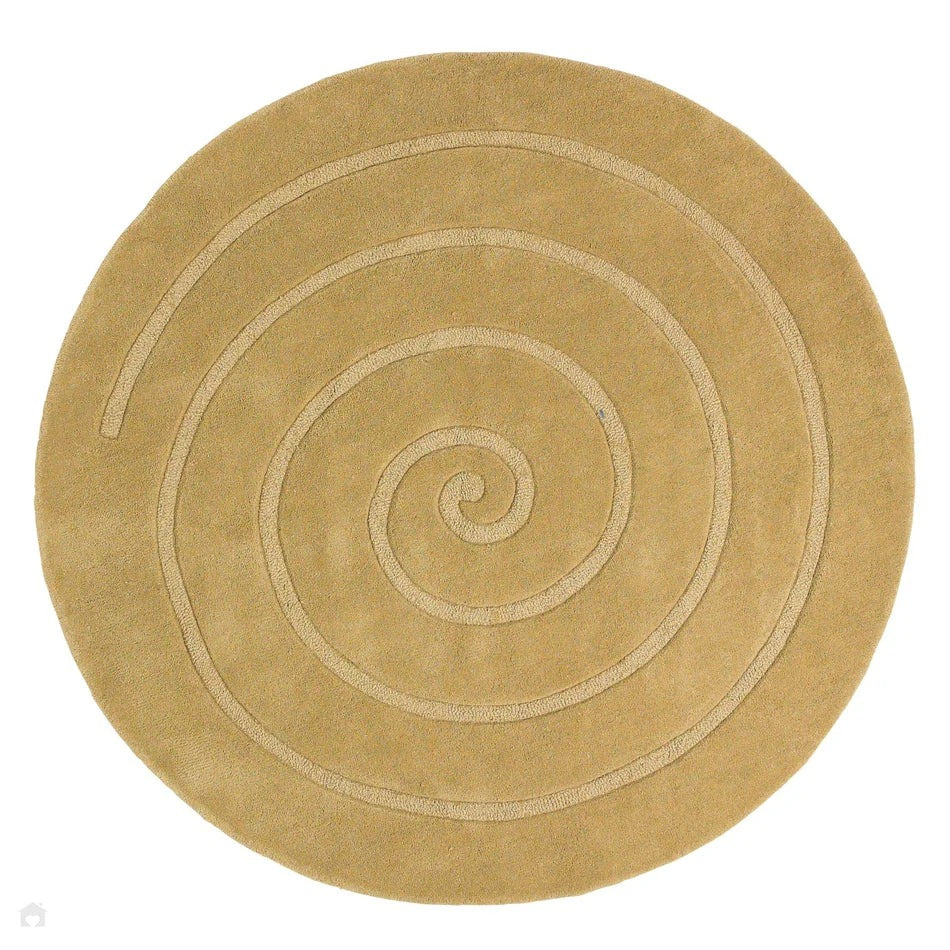 Think Rugs Hand Tufted Wool Collection - Spiral Gold