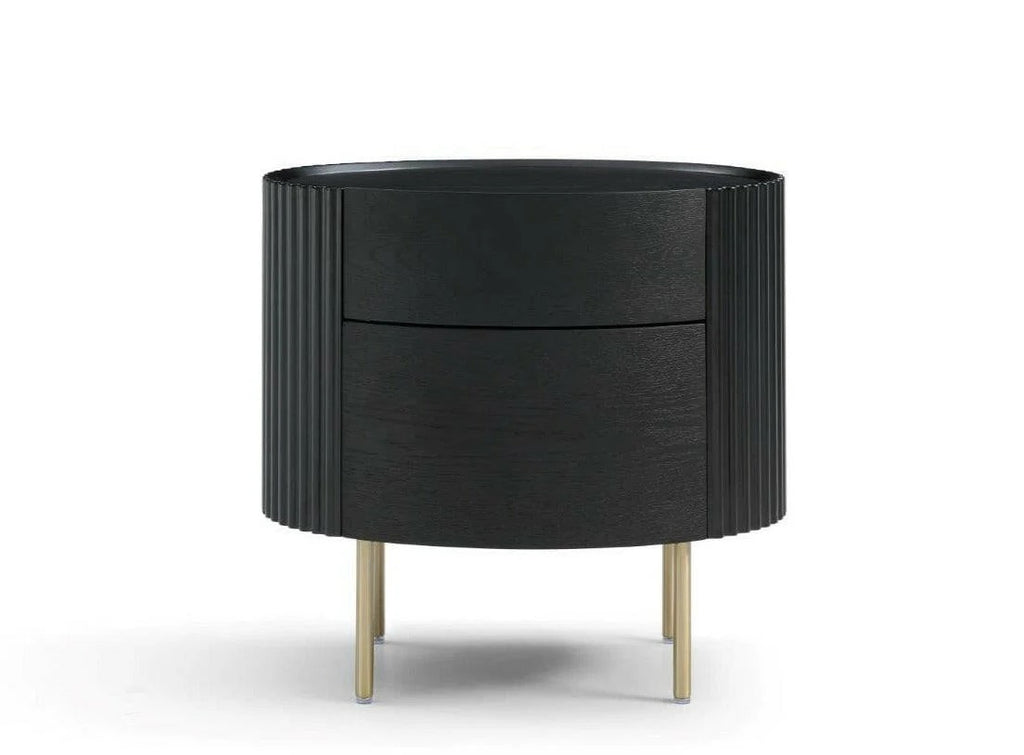 Lantine Bedside Table - Black Oak & Brass