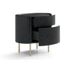 Lantine Bedside Table - Black Oak & Brass