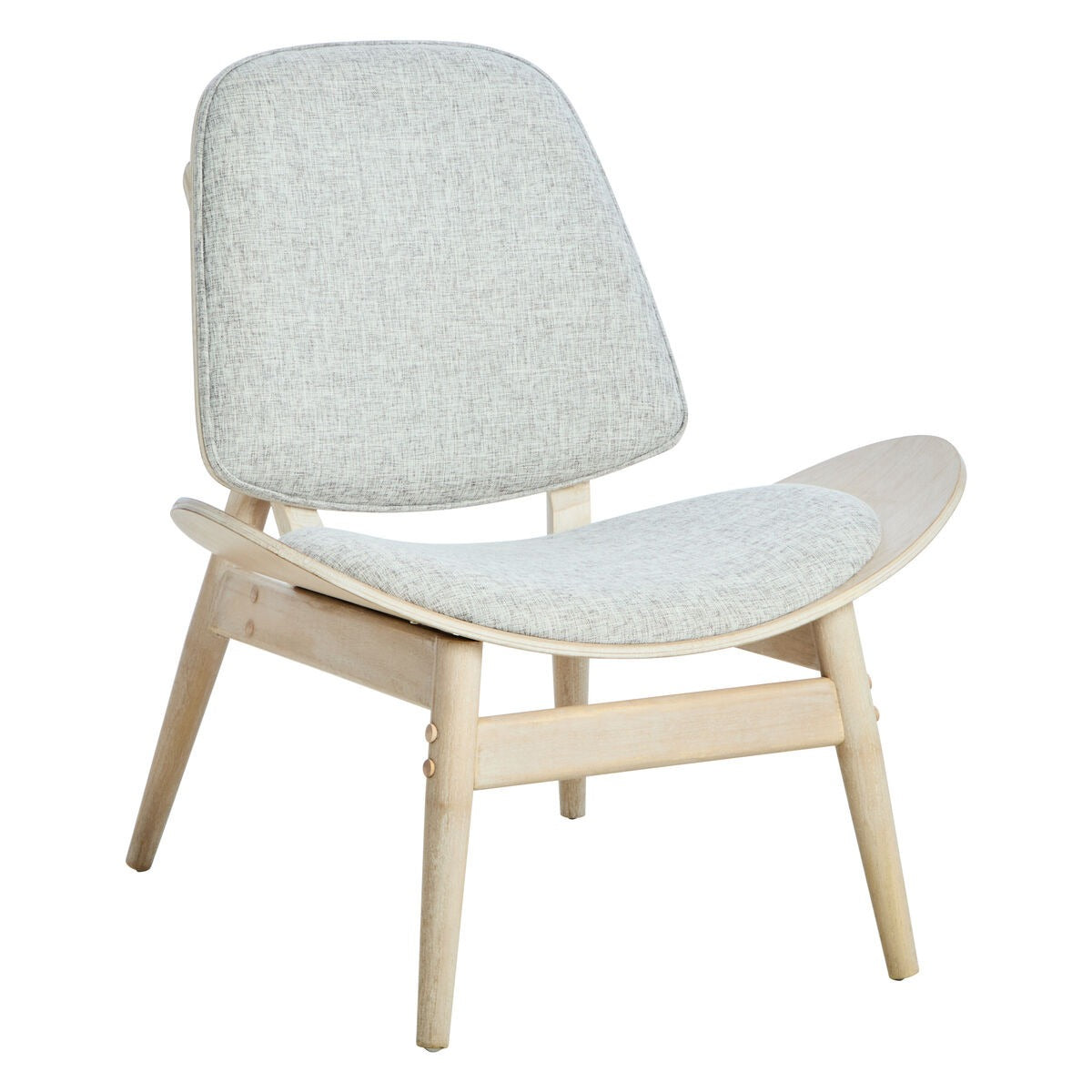 Vinsi  Fabric and Washed Elm Wood Chair