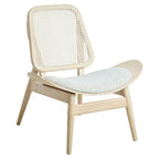 Vinsi Grey Fabric and Washed Elm Wood Chair with Cane Back