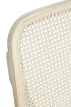 Vinsi Grey Fabric and Washed Elm Wood Chair with Cane Back