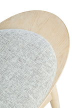 Vinsi Grey Fabric and Washed Elm Wood Chair with Cane Back