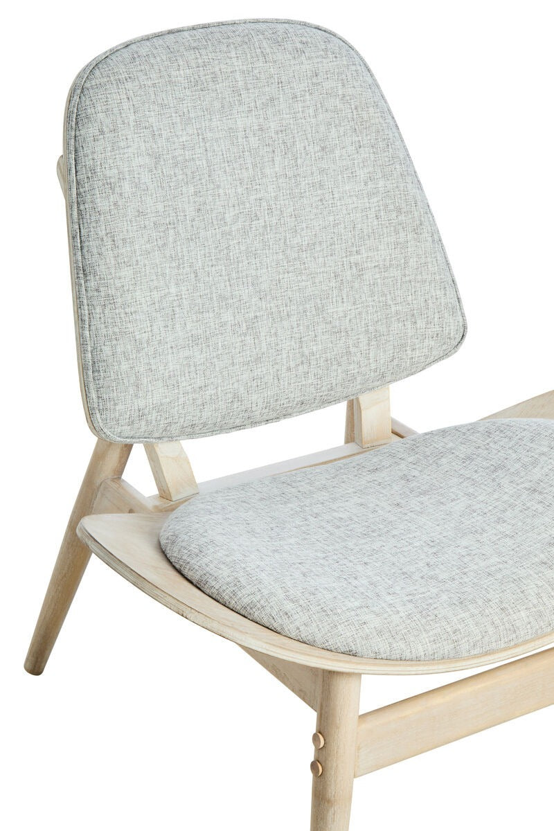 Vinsi  Fabric and Washed Elm Wood Chair