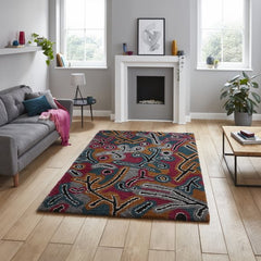 Think Rugs Machine Made Shaggy Collection - Royal Normadic Dark Multi A641