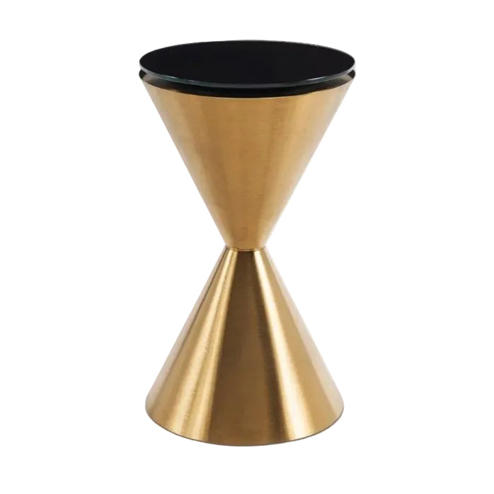 Gillmore Space Iona Collection Hourglass Side Table with Brushed Brass Base