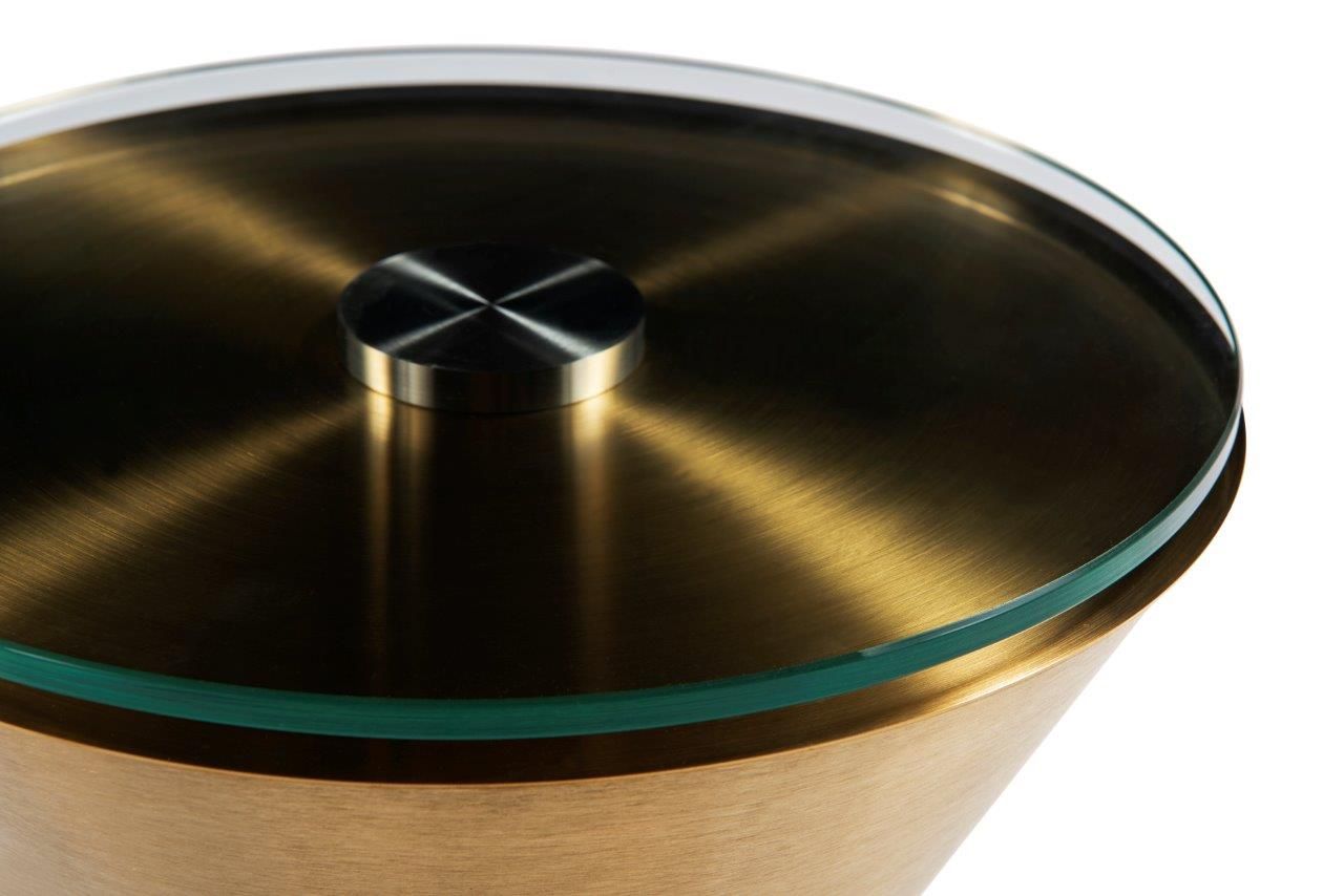 Gillmore Space Iona Collection Hourglass Side Table with Brushed Brass Base