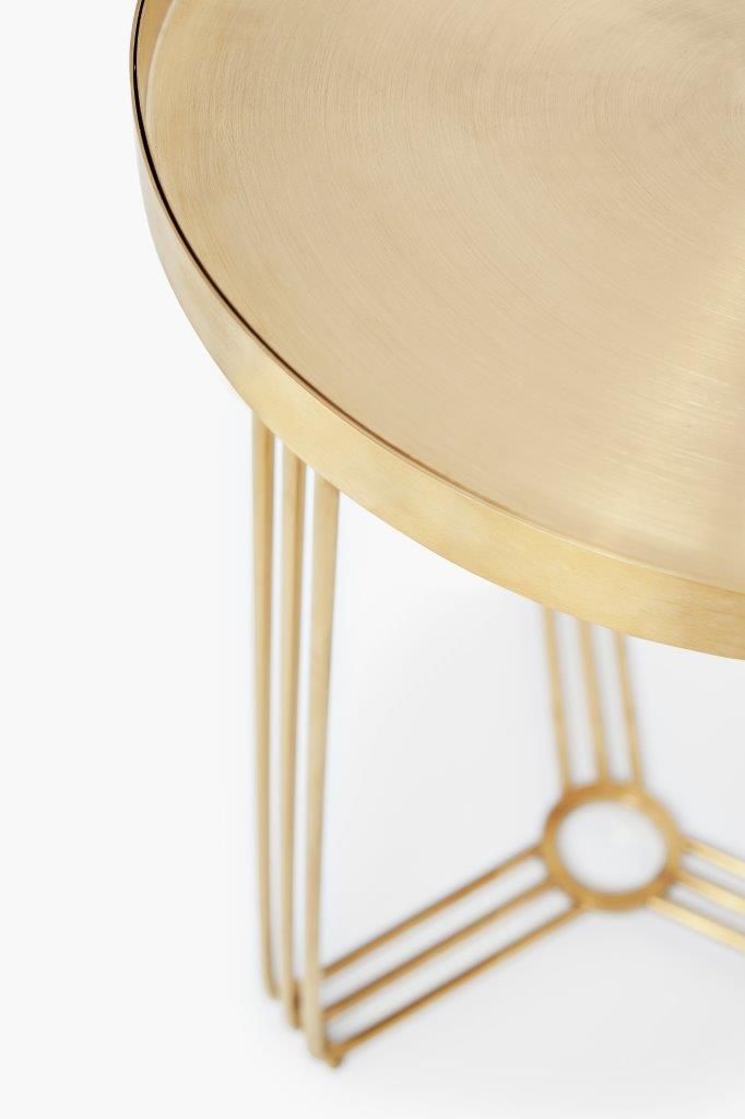 Gillmore Space Finn Collection Circular Side Table with Brushed Brass Frame
