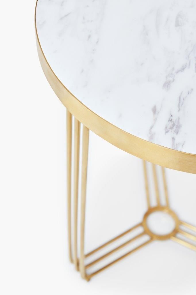 Gillmore Space Finn Collection Circular Side Table with Brushed Brass Frame