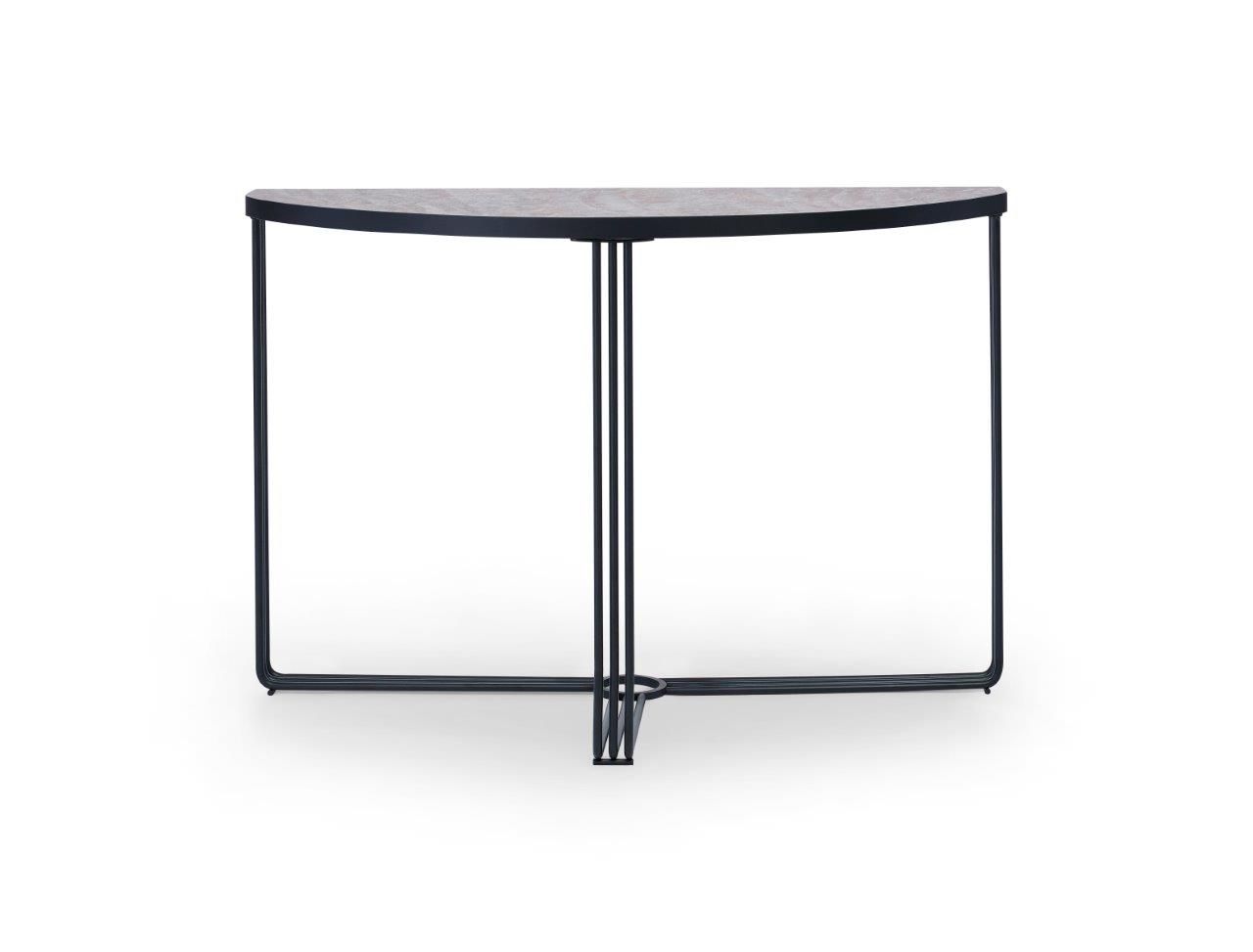 Gillmore Space Finn Collection Demi Lune Console Table with Matt Black Frame