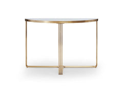 Gillmore Space Finn Collection Demi Lune Console Table with Brushed Brass Frame