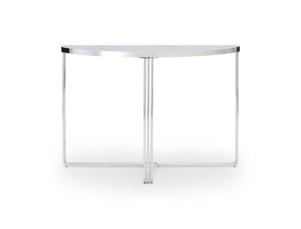 Gillmore Space Finn Collection Demi Lune Console Table with Polished Chrome Frame