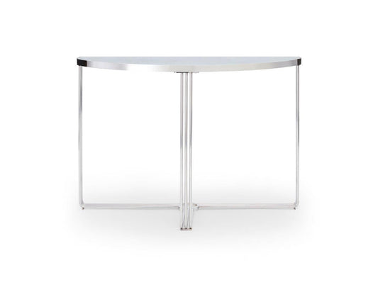 Gillmore Space Finn Collection Demi Lune Console Table with Polished Chrome Frame