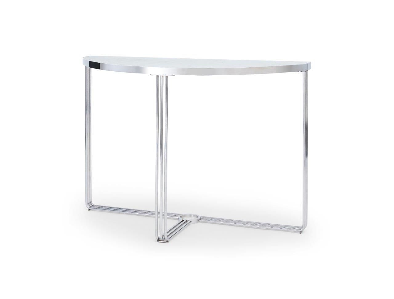 Gillmore Space Finn Collection Demi Lune Console Table with Polished Chrome Frame
