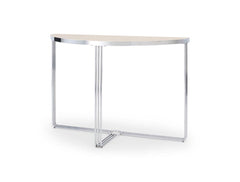 Gillmore Space Finn Collection Demi Lune Console Table with Polished Chrome Frame