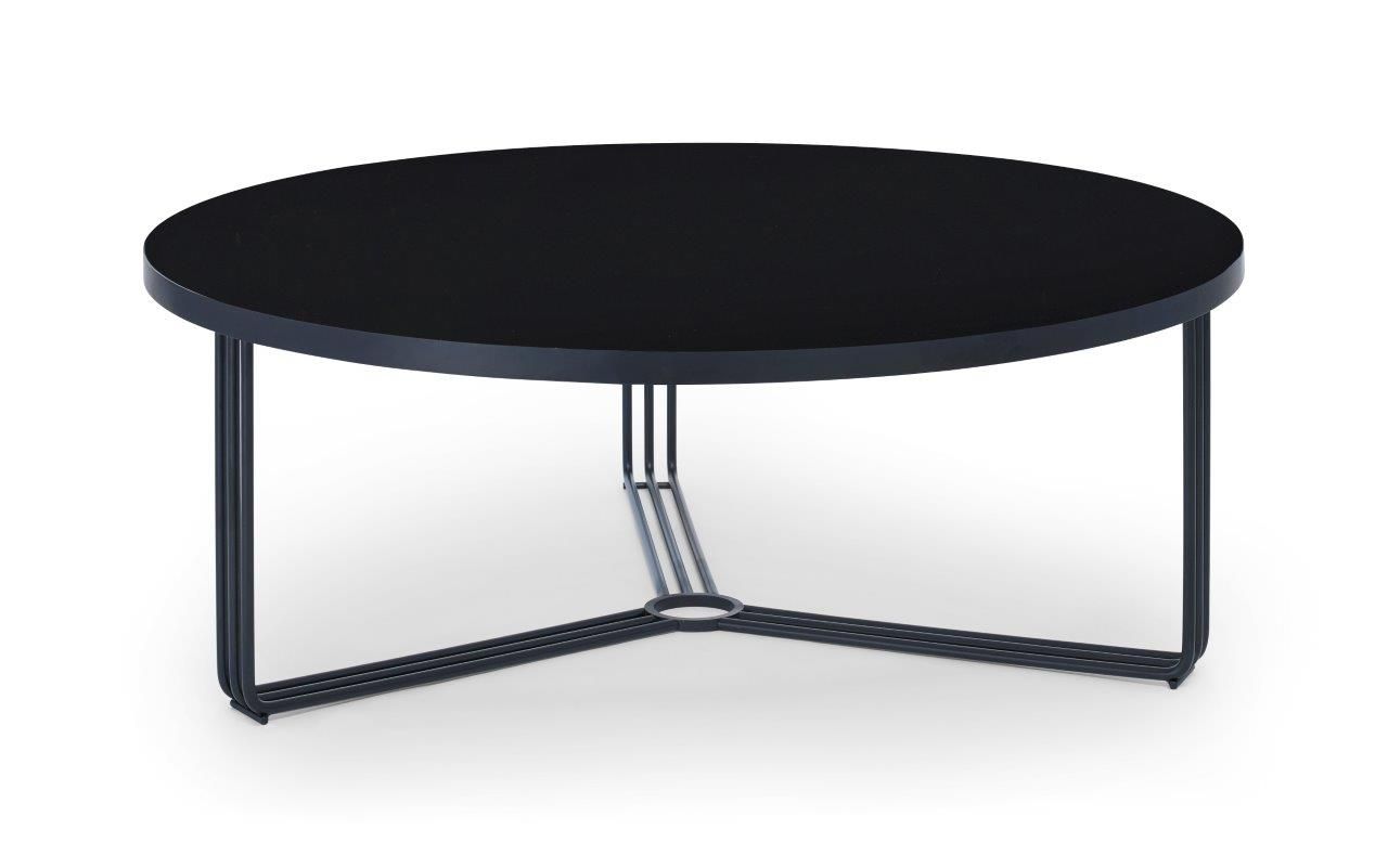 Gillmore Space Finn Collection Large Circular Coffee Table with Matt Black Frame
