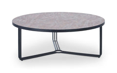 Gillmore Space Finn Collection Large Circular Coffee Table with Matt Black Frame