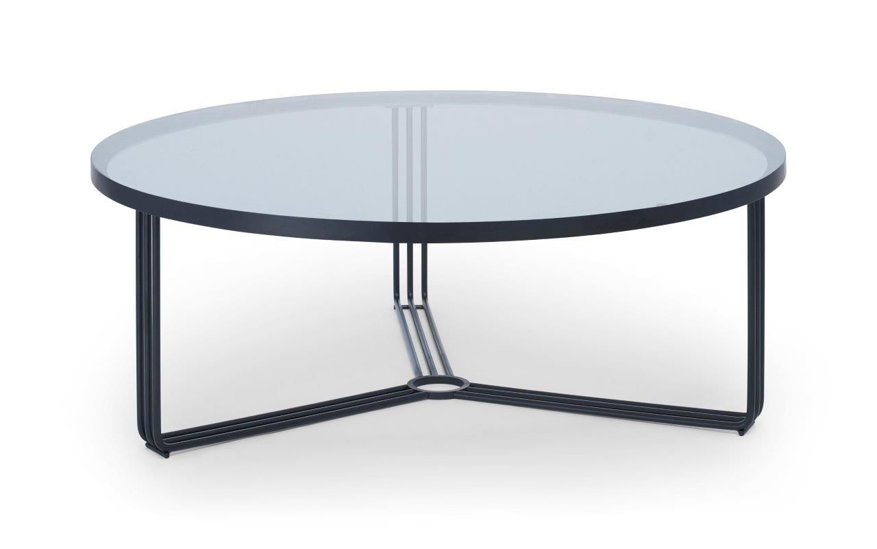 Gillmore Space Finn Collection Large Circular Coffee Table with Matt Black Frame